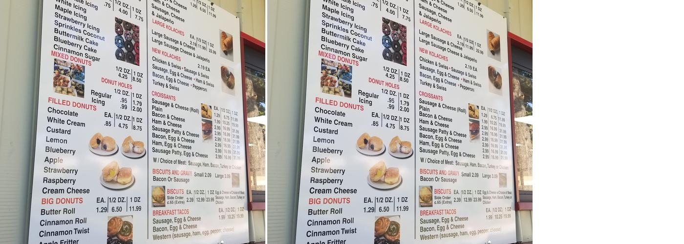 Tasty Donut Menu
