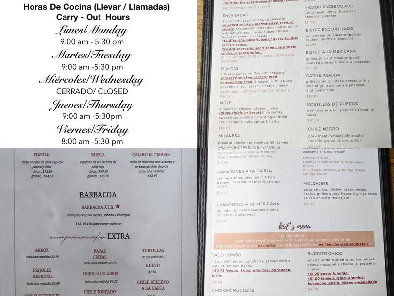 El Rinconcito Menu