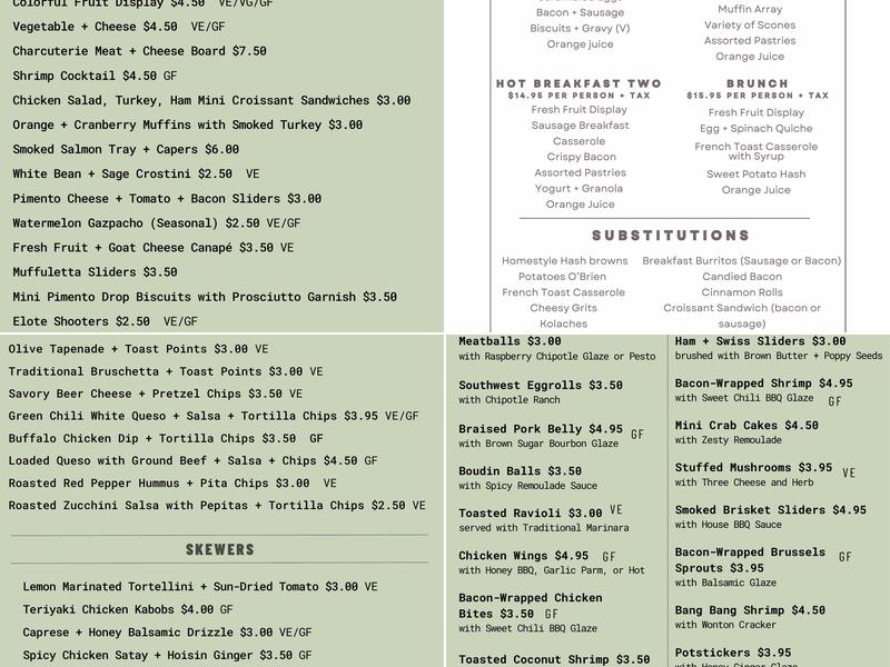 Catering Unlimited Menu