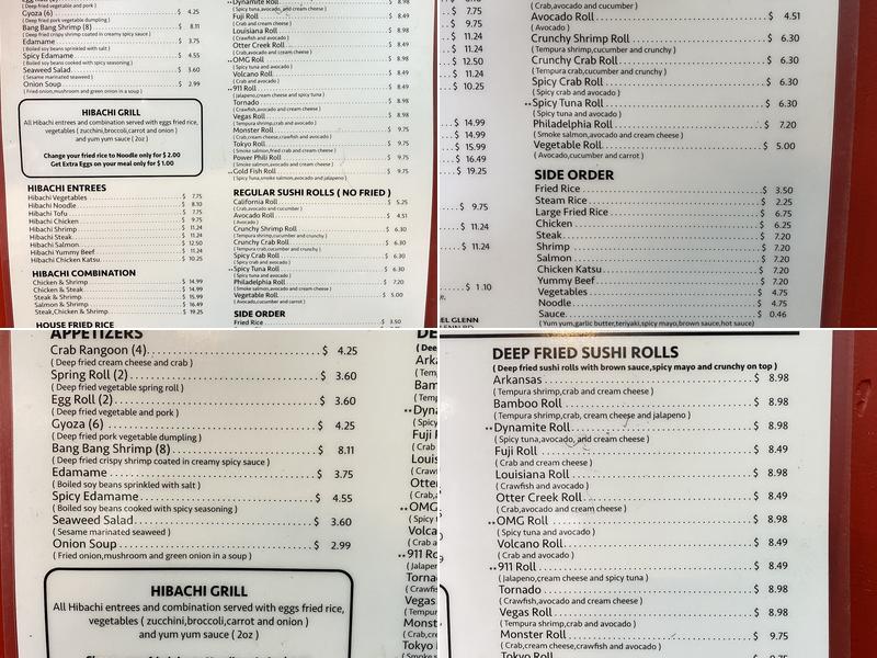 Bamboo hibachi express Menu