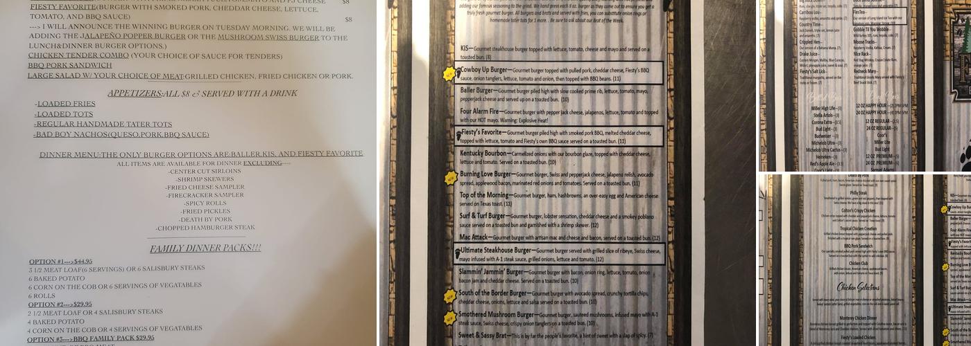 Fiesty's Smokeshack Menu