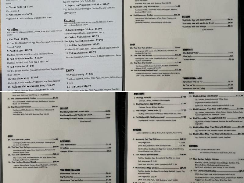 Thai Delight Restaurant Menu
