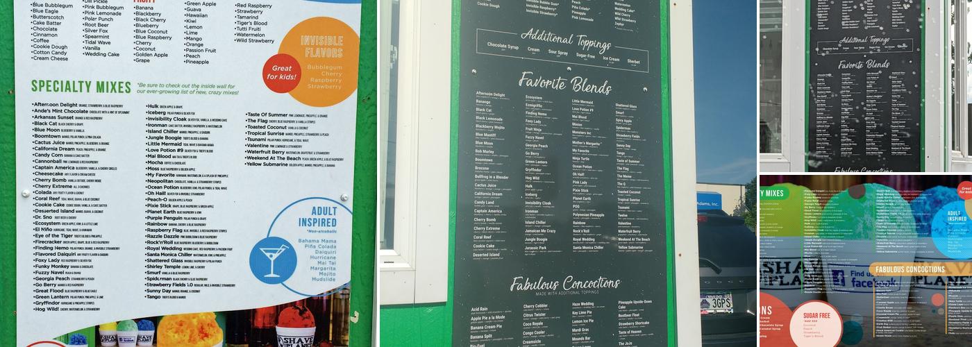 Shave The Planet Menu