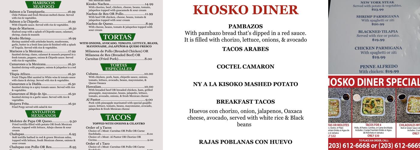 Kiosko Diner Menu