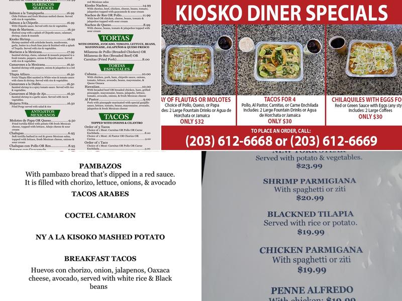 Kiosko Diner Menu