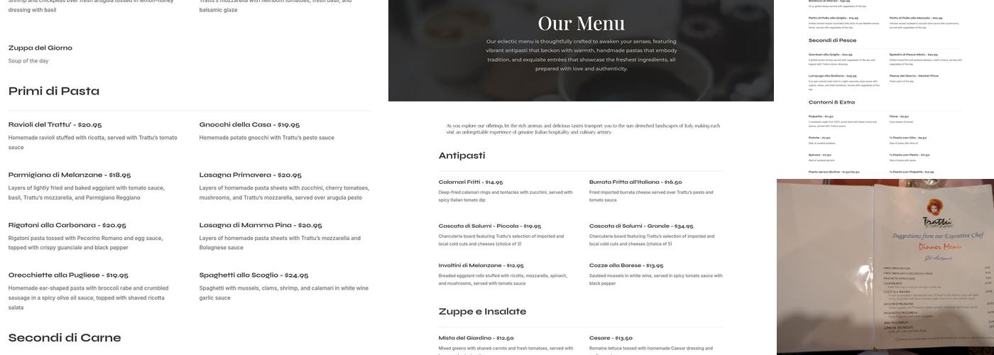 Giovanni's Trattu Menu