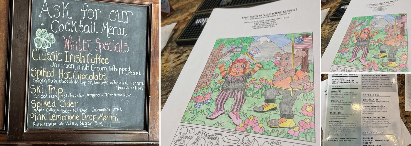 The Exchange Saloon Menu