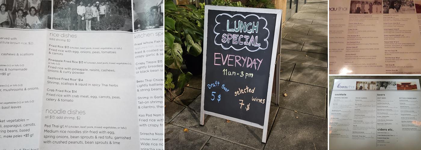 Beau Thai Menu