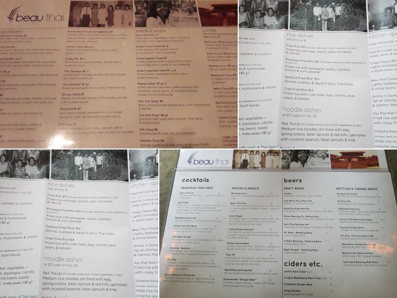 Beau Thai Menu