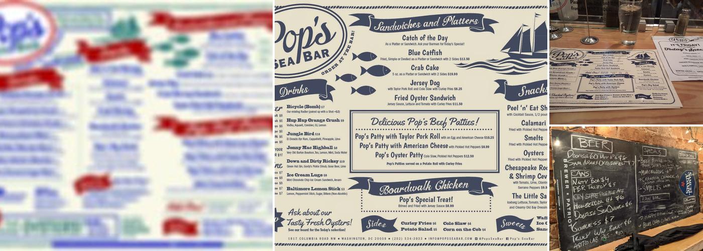 Pop's SeaBar Menu