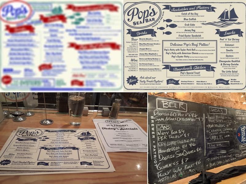 Pop's SeaBar Menu
