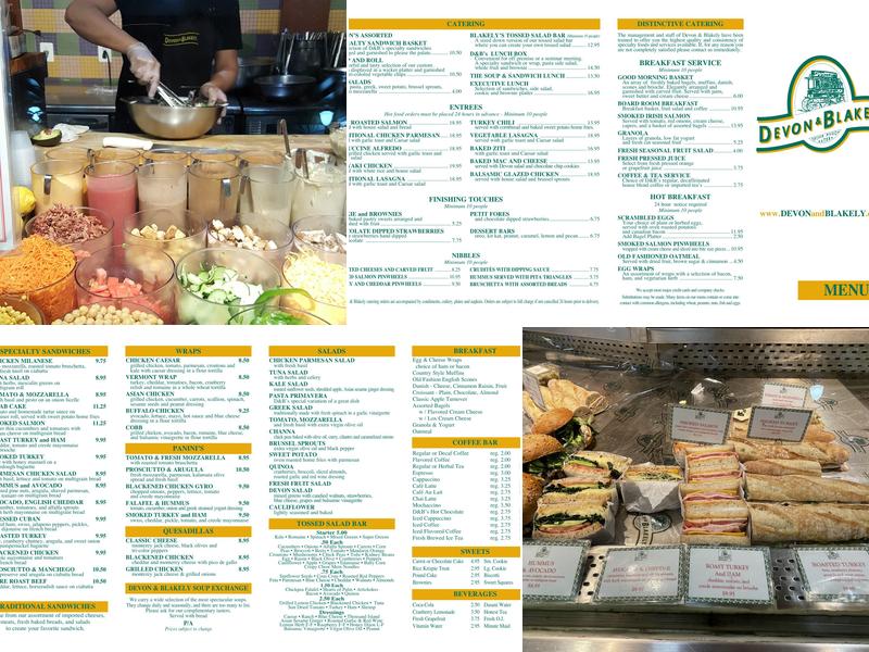 Devon & Blakely Menu