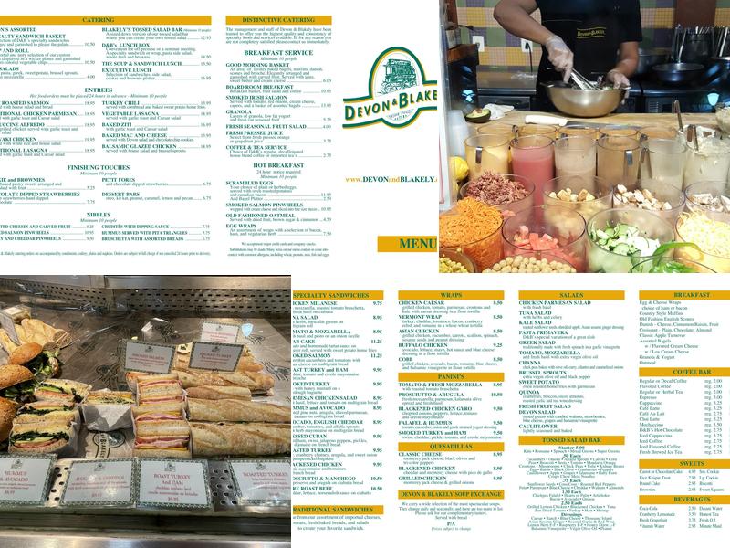 Devon & Blakely Menu