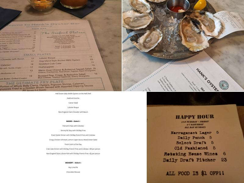 Hank's Oyster Bar Menu