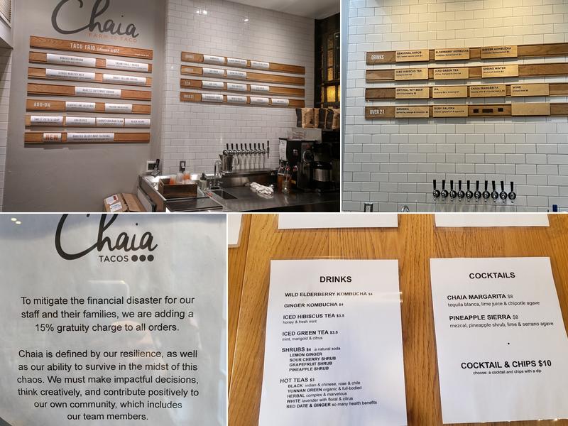 Chaia Georgetown Menu