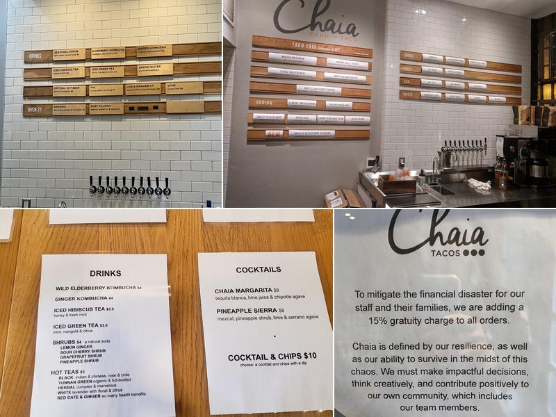 Chaia Georgetown Menu