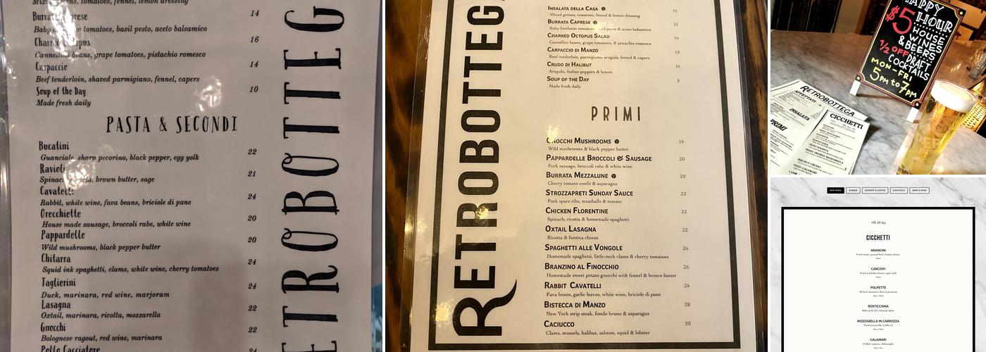 Retrobottega Menu