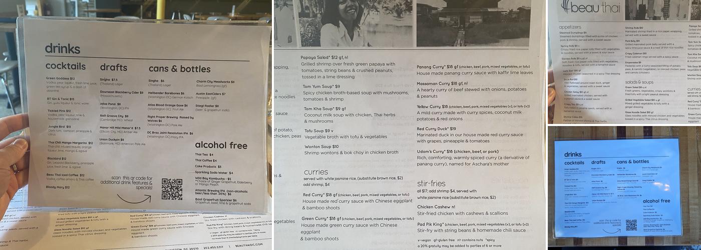 Beau Thai Mount Pleasant Menu