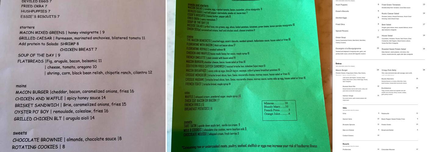 Macon Bistro & Larder Menu