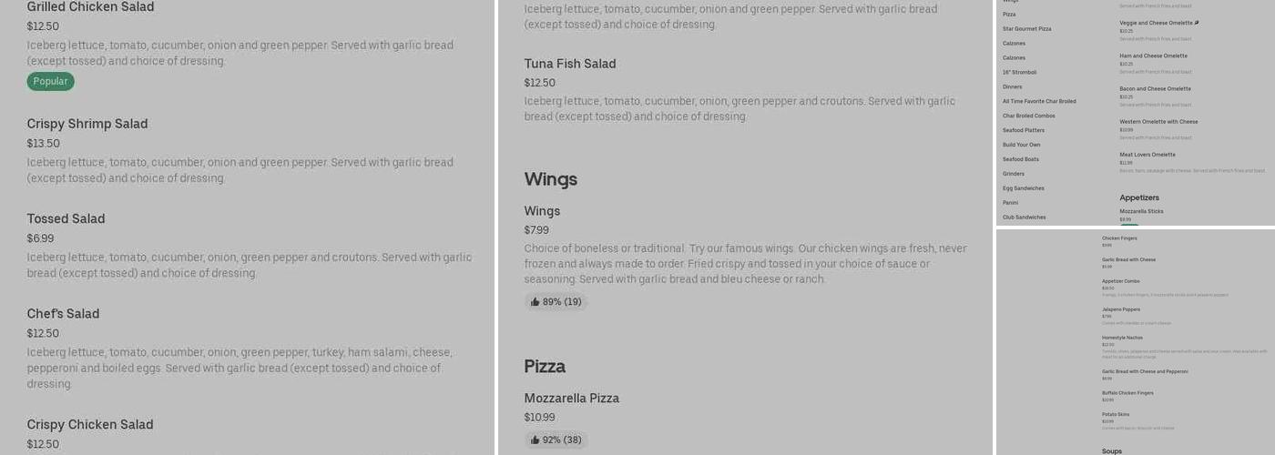 Cuda's Seafood Restaurant Menu