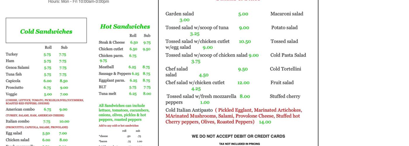 Eli's Catering Group Menu