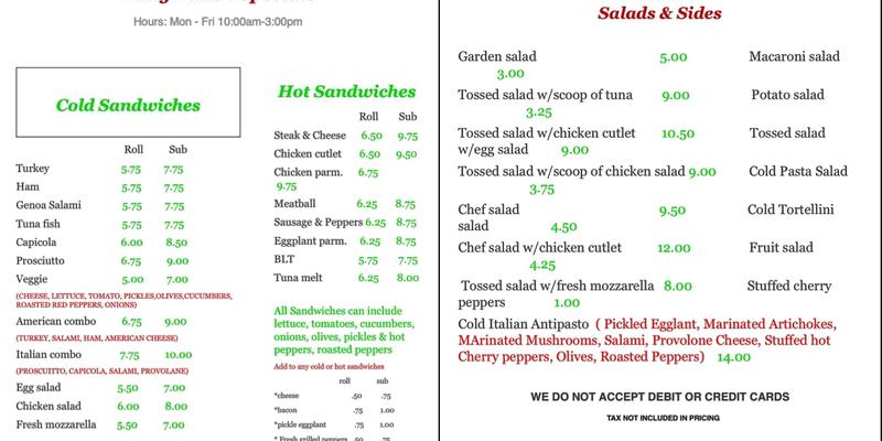 Eli's Catering Group Menu