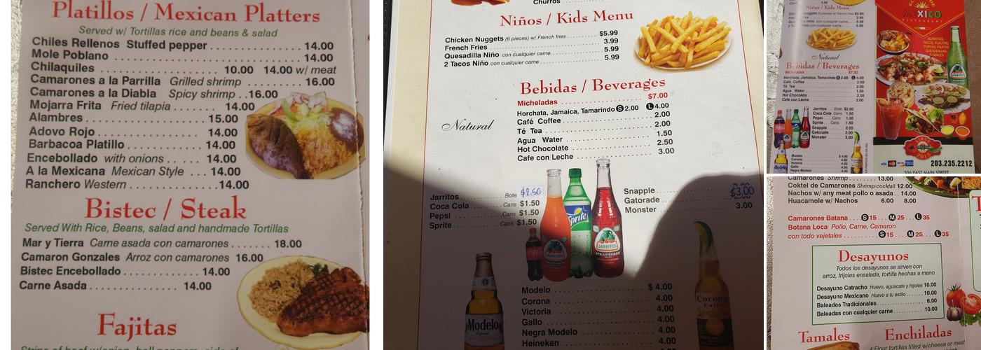 El Sol de Mexico Menu