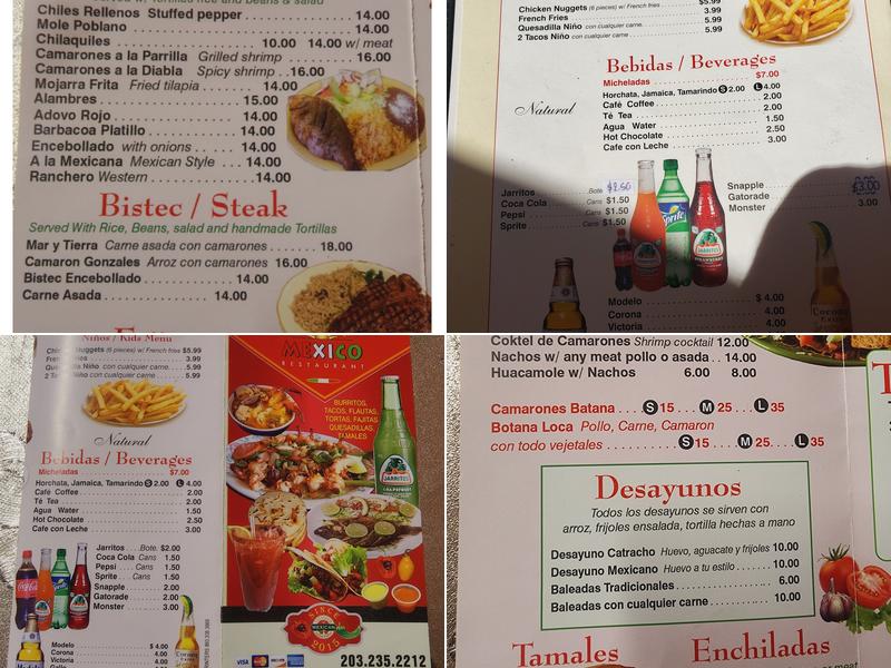 El Sol de Mexico Menu
