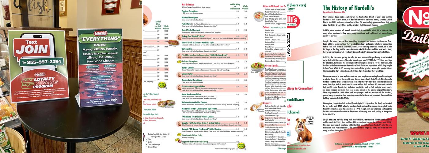Nardelli’s Grinder Shoppe Menu