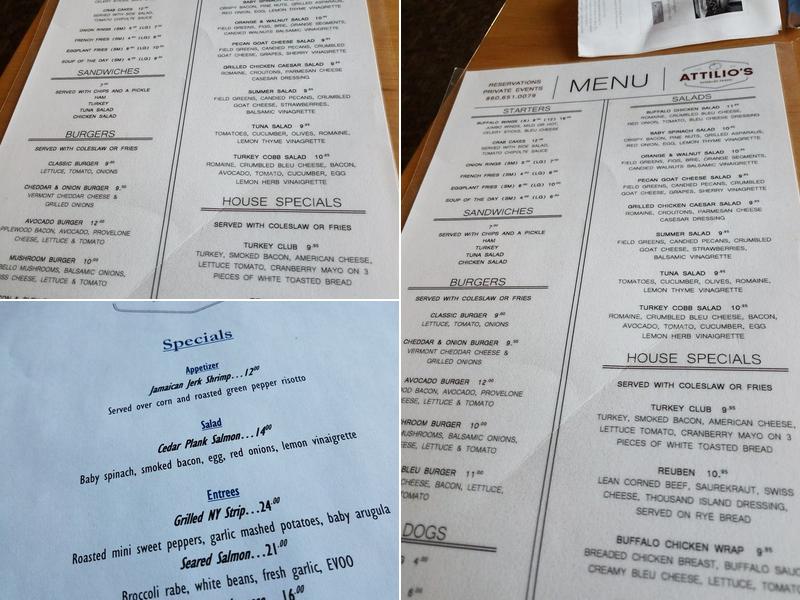 Attilio's At Simsbury Farms Menu