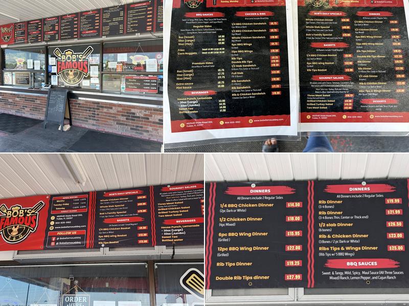 Bob's Famous BBQ Yulee FL Menu