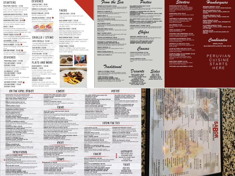 Sabor Mix Restaurant Ceviche Menu