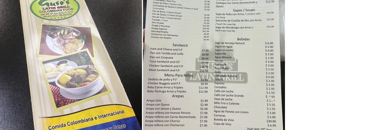 Gusos Latin Grill Menu