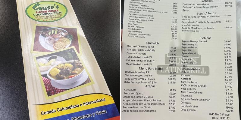 Gusos Latin Grill Menu