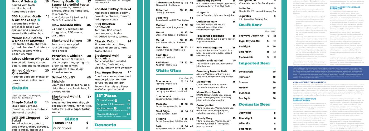 Grill 305 Menu