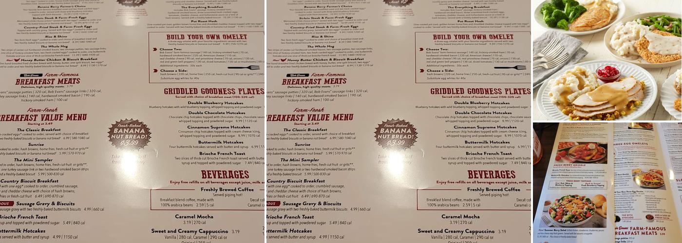 Bob Evans Menu
