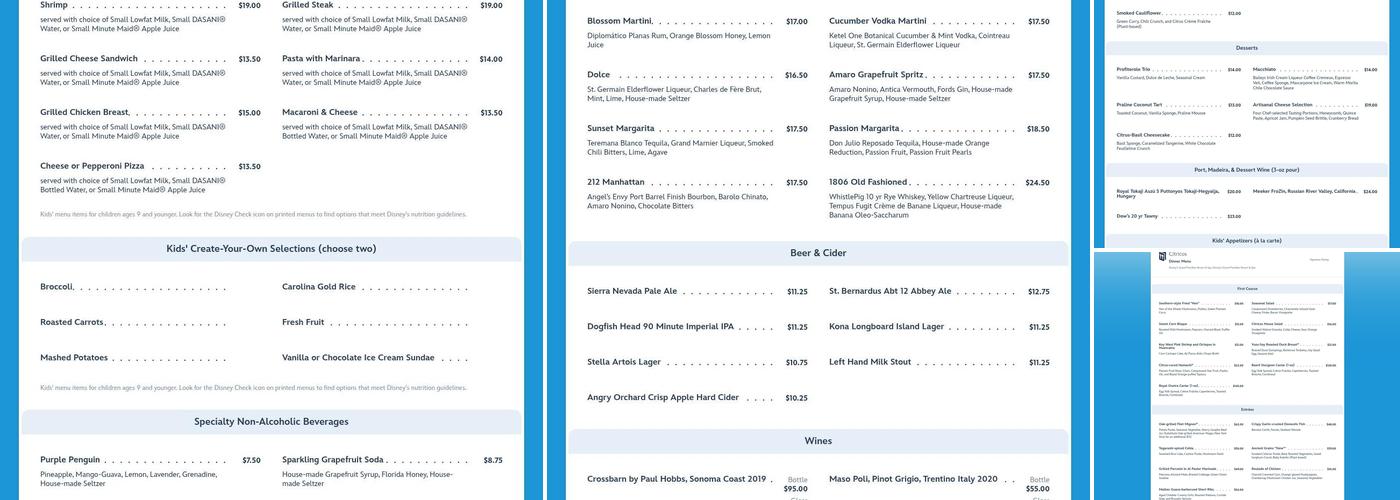 Cítricos Menu