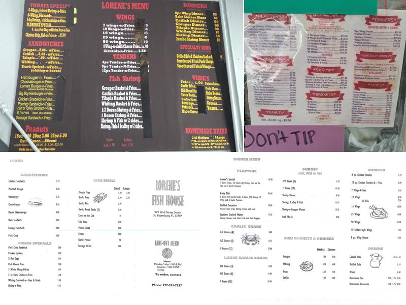 Lorene's Fish House Menu