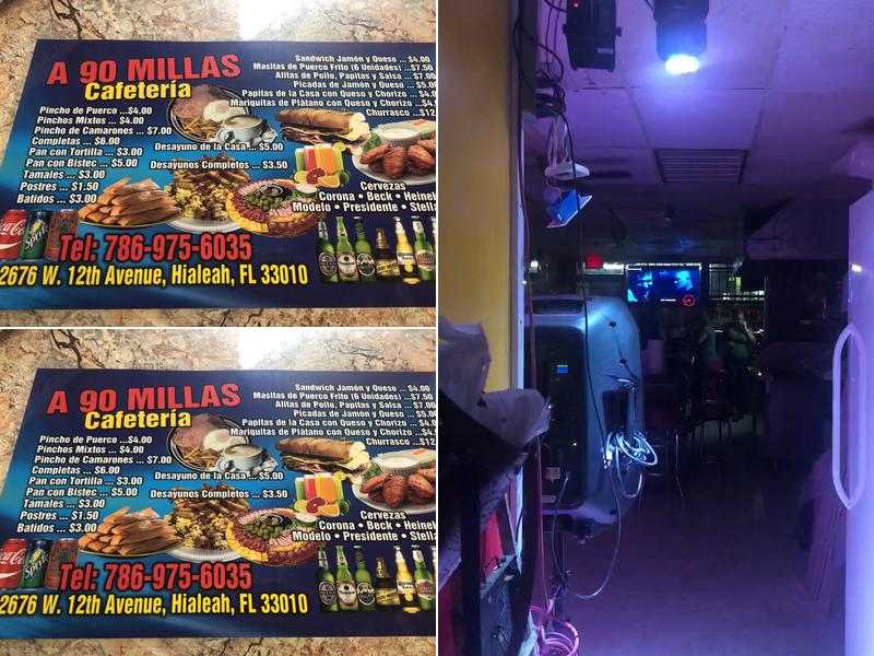 A 90 Millas Café Menu