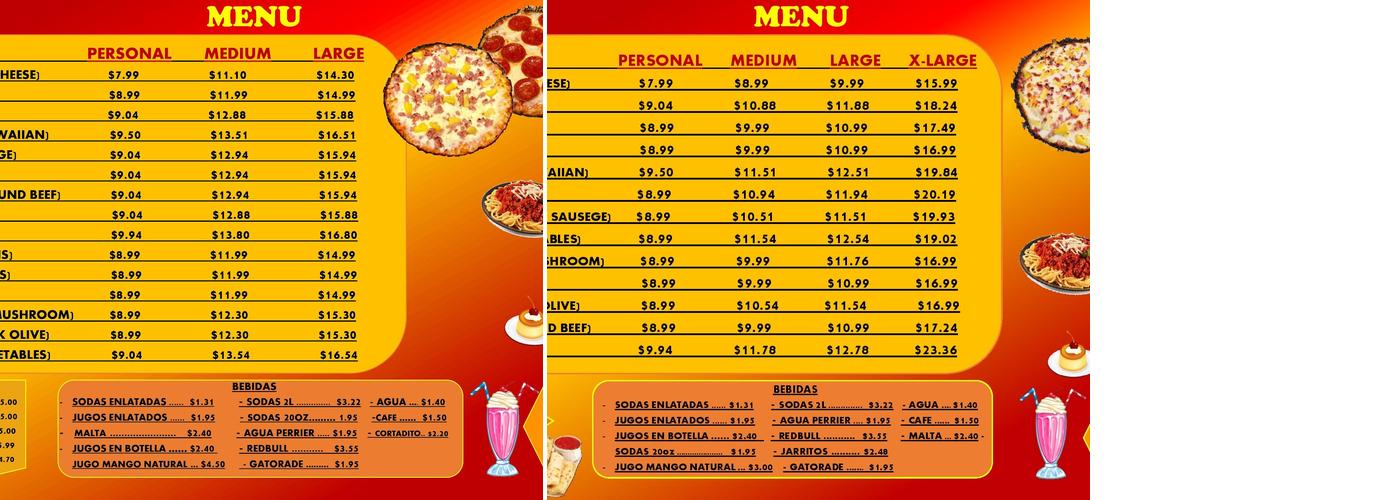 Pizzeria Monaco Menu