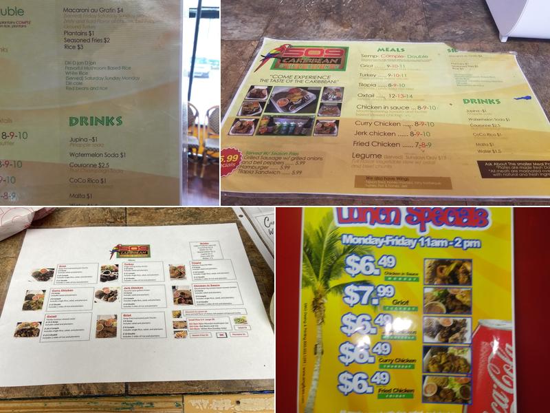 509 Caribbean Cuisine Menu
