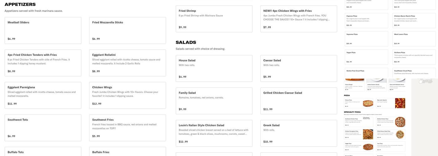 Big Louie's Pizzeria of Sistrunk Menu