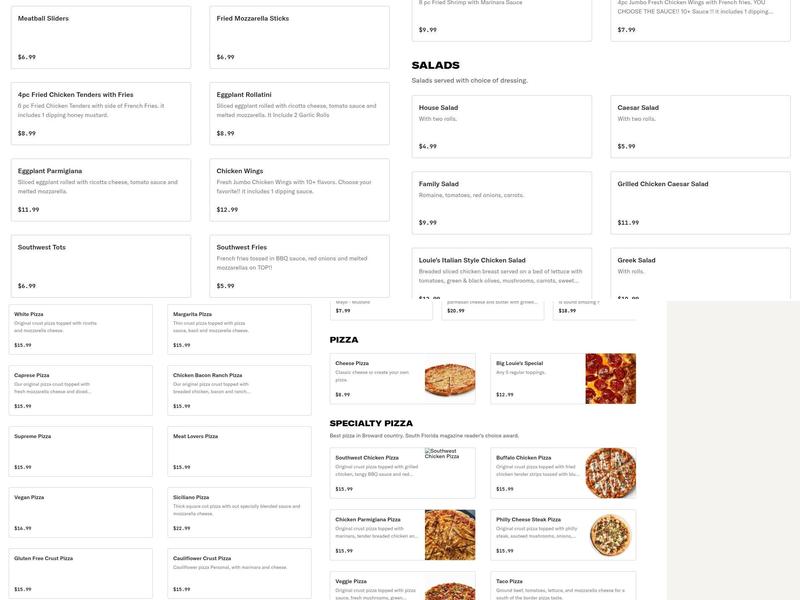 Big Louie's Pizzeria of Sistrunk Menu