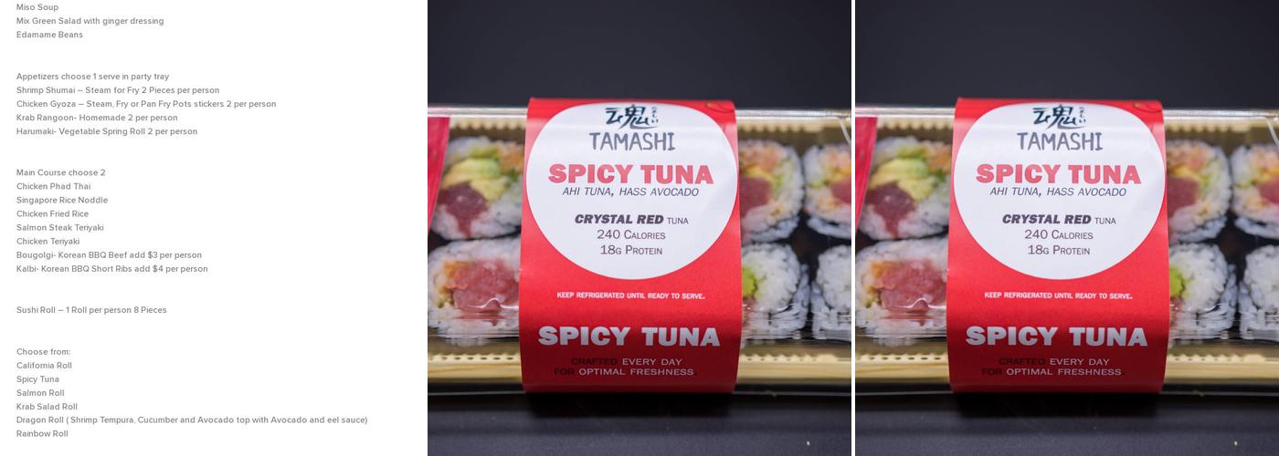 SUSHI CAFE CATERING Menu