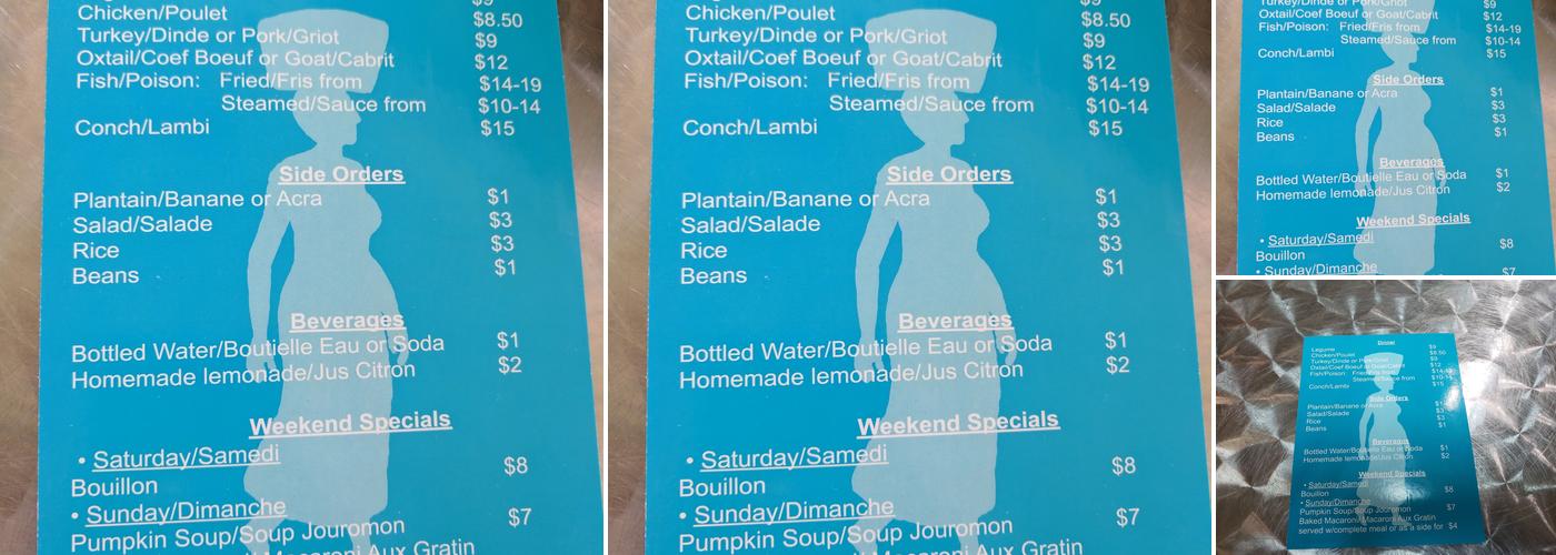 La Belle Jacmelienne Cafe Menu