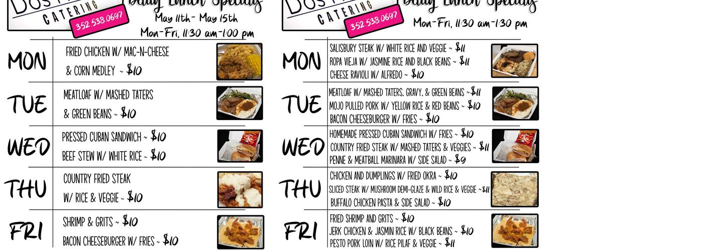 Dos Mamas Catering Menu