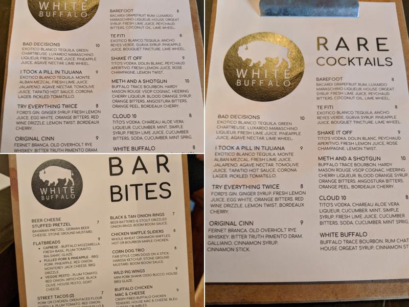 White Buffalo Menu
