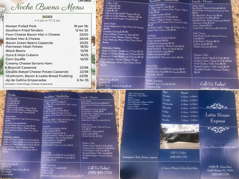 Latin House Express Cafe & Grill Menu