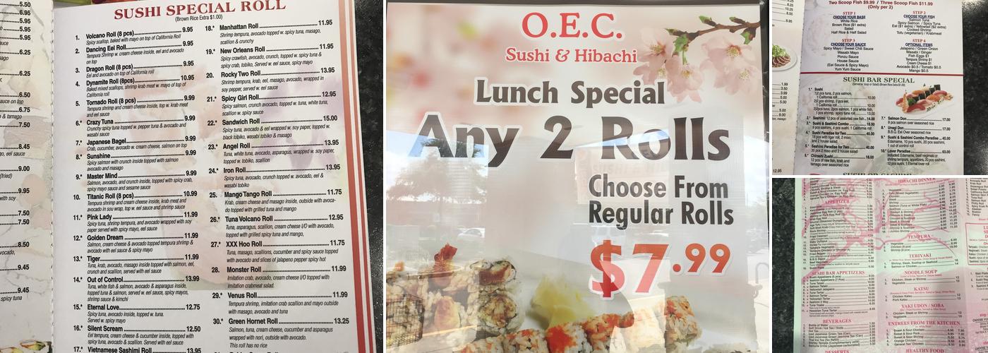 O.E.C. Japanese Sushi & Hibachi Menu