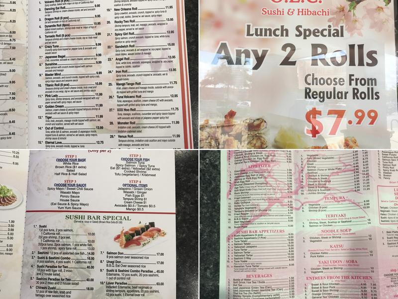 O.E.C. Japanese Sushi & Hibachi Menu